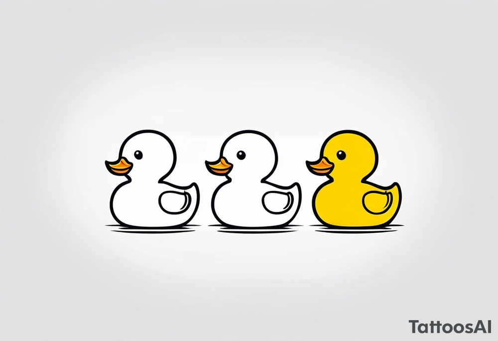 3 rubber ducks in a row side profile 

they are all facing the same way tattoo idea