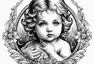 Small  young baby angel tattoo idea