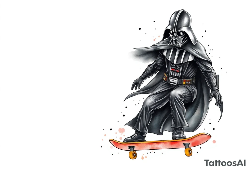 Skateboarding Darth Vader tattoo idea