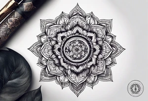 Mandala tattoo that incorporates music tattoo idea
