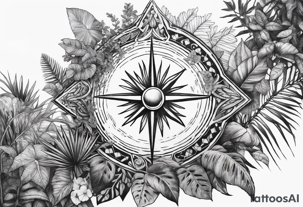 arm sleeve tattoo with the solar cross surrounded by jungle plants tattoo idea arm sleeve tattoo with the solar cross surrounded by jungle plants tattoo idea