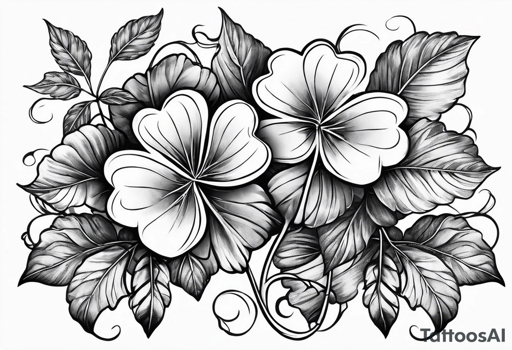 one single three leaf clover on a vine tattoo idea