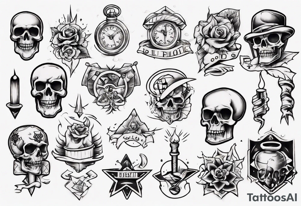 Classic sketches of the old school tattoo idea