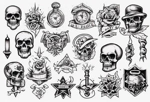 Classic sketches of the old school tattoo idea