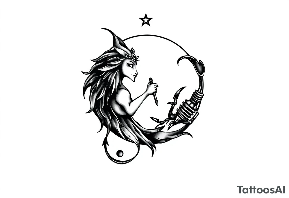 my love for music,
Zodiac sign Aquarius with ascendant Taurus and Scorpio in the moon tattoo idea