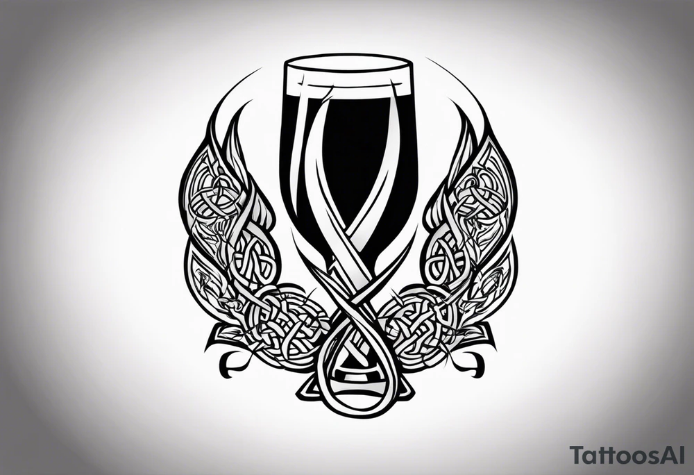 Cheers Mate text, armband +Celtic +Cancer Ribbon +tribal +artistic +a toast tattoo idea