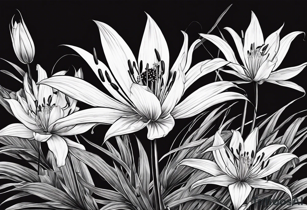 Red Spider Lily, Black Dragon tattoo idea