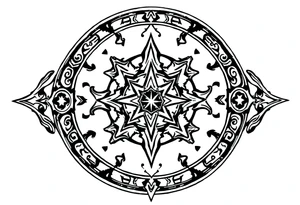 mytical shaman and witch ancient ornament with runes tattoo idea