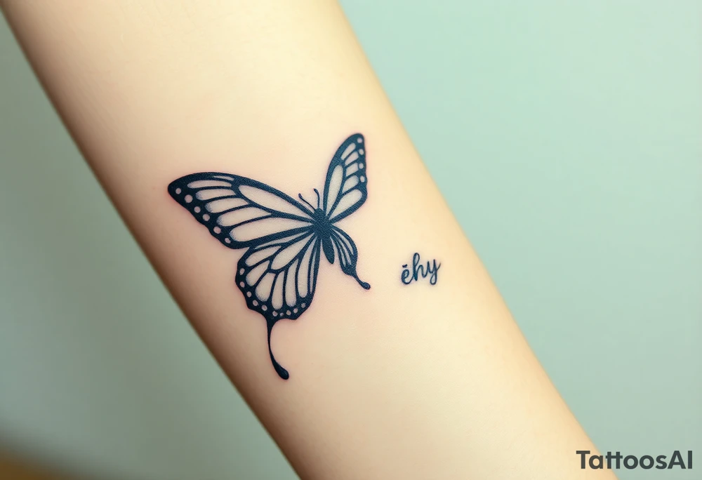 ethereal butterfly with flowing silk ribbons in moonlight tattoo idea