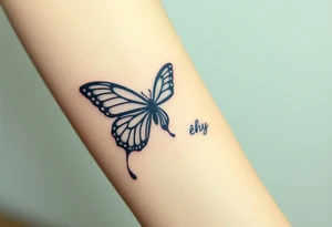 ethereal butterfly with flowing silk ribbons in moonlight tattoo idea