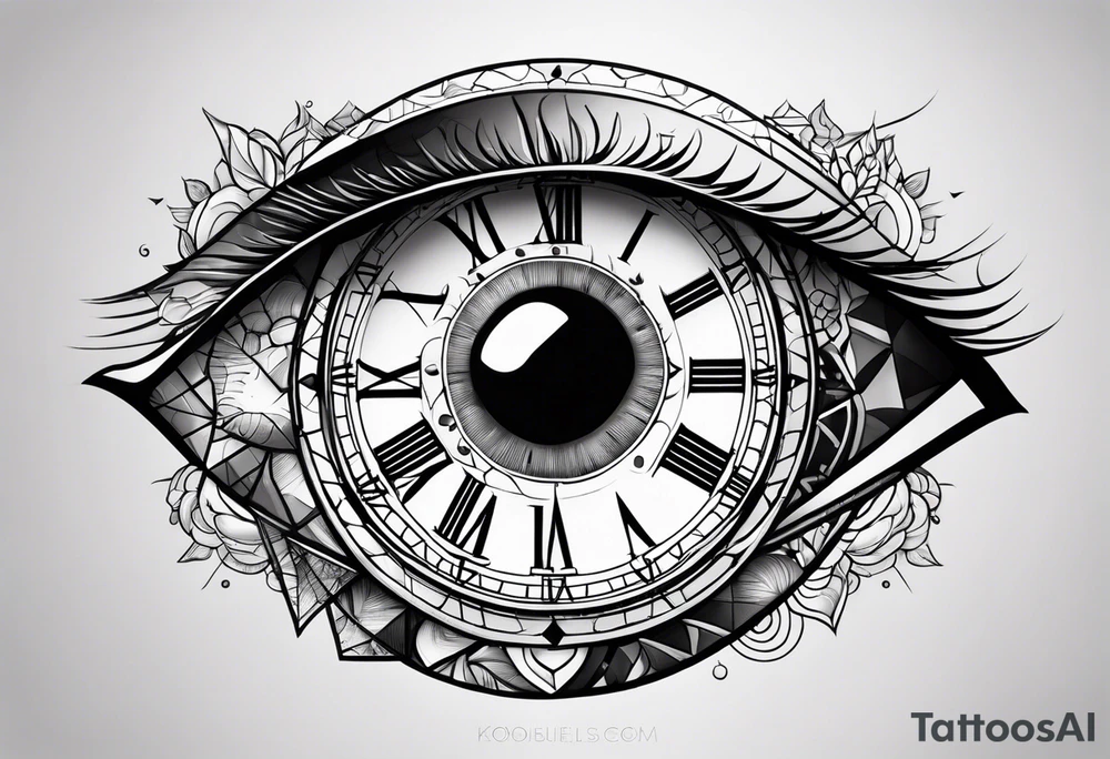 Oeil horloge terre tattoo idea