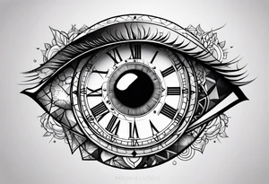 Oeil horloge terre tattoo idea