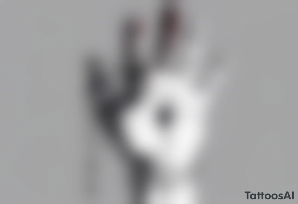 a plain human hand with the palm facing forward. There is a hole in the hand. The hole has blood dripping from it tattoo idea