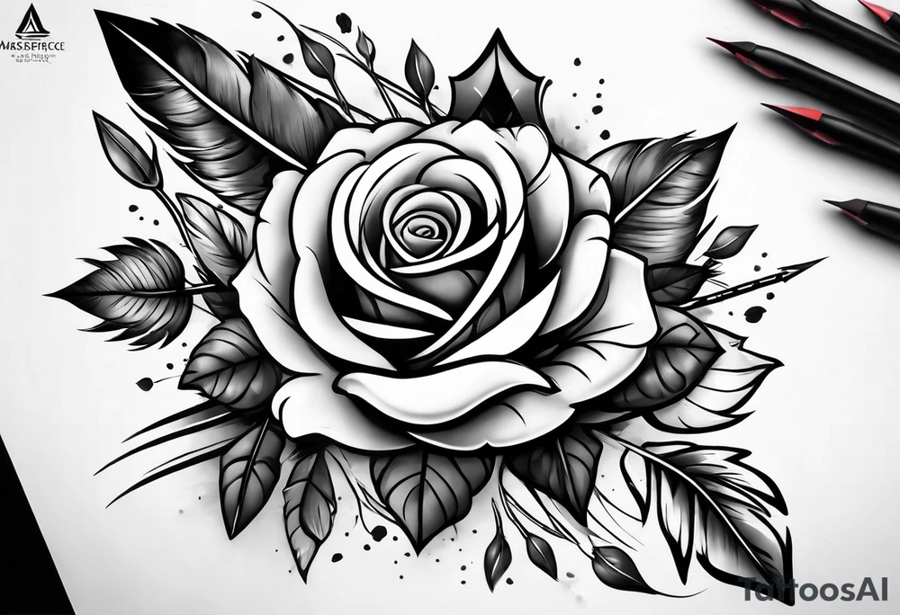 five Indian arrows going through a single rose on a forearm tattoo idea five Indian arrows going through a single rose on a forearm tattoo idea