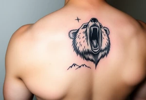 roaring bear,landscape. tattoo idea