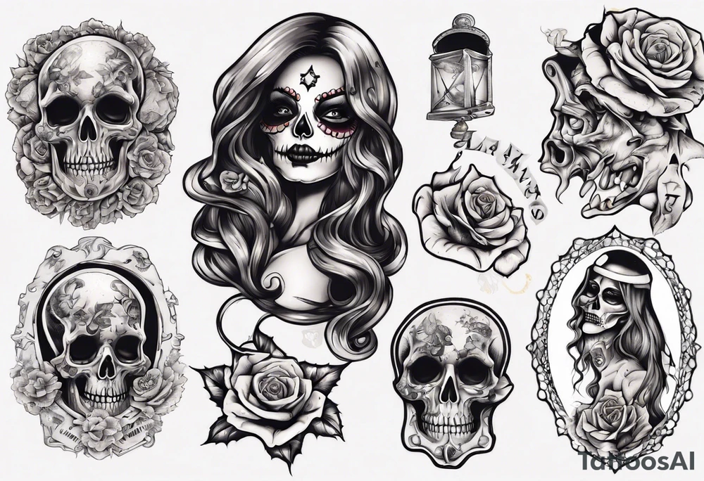santa la muerta with money tattoo idea
