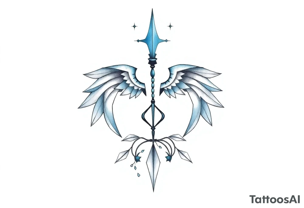 A minimalist tattoo that represents a shattered and betrayed gemini woman who fought hard throughout this year. With colors blue and black. Make it unique and rare. Without leaves and stem. tattoo idea