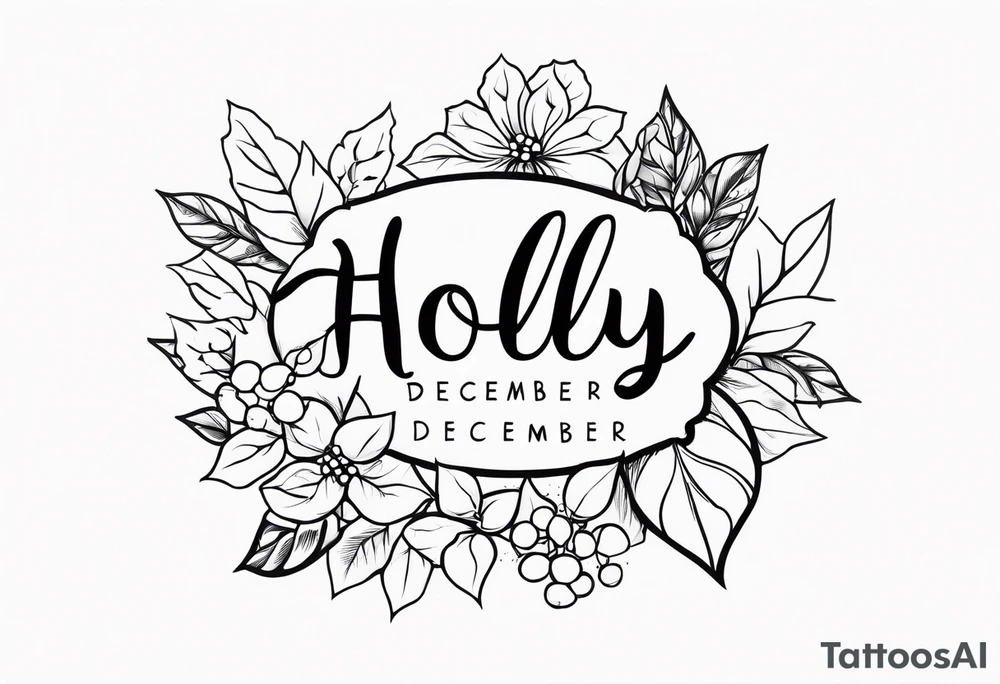 Holly December 
birth flower tattoo idea