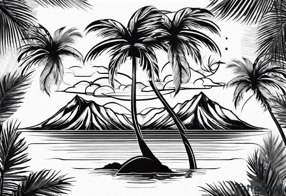 palm tree but remove leaves tattoo idea