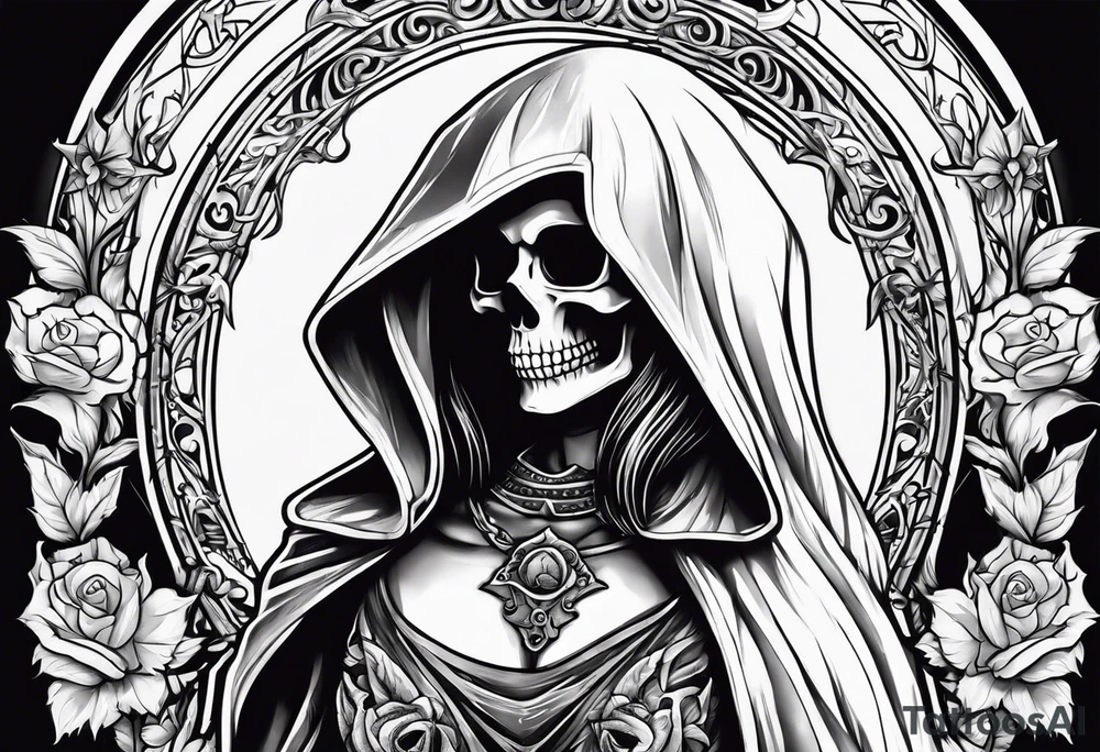 lady skeleton grim reaper satan tattoo idea
