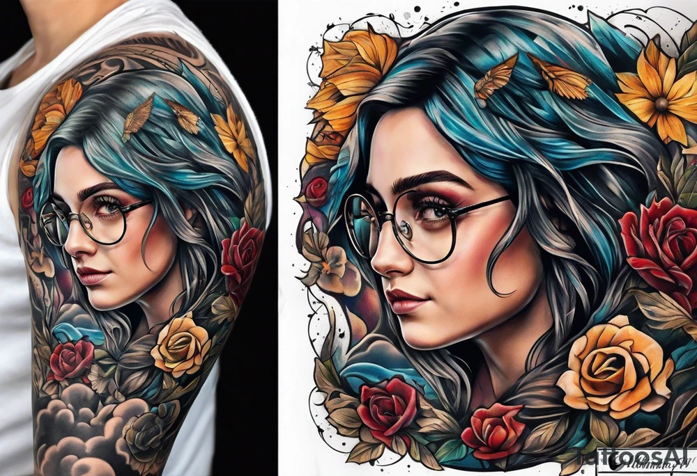 Harry Potter themed full sleeve tattoo idea