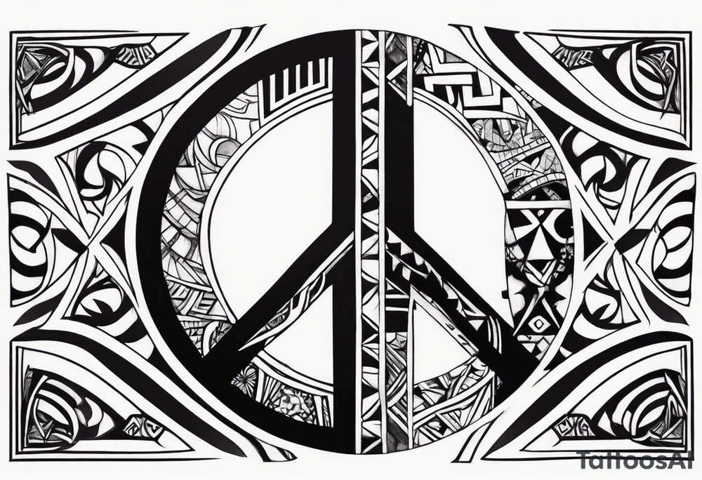 Peace and war Tribal sleeve tattoo idea