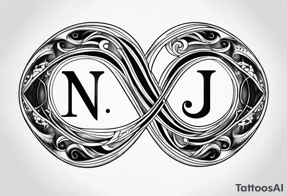 Infinity with the letter N and J end each end with a heart tattoo idea Infinity with the letter N and J end each end with a heart tattoo idea