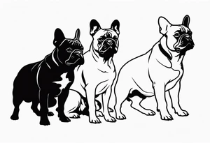 shadow of three french bull dog tattoo idea