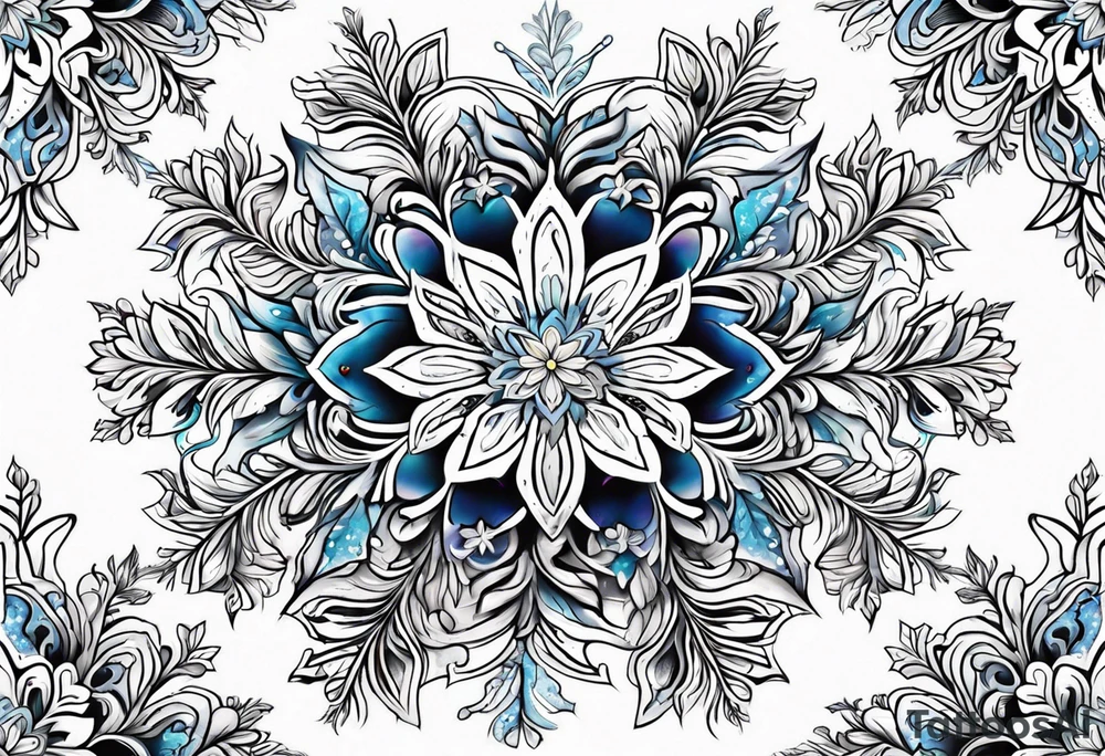 snowflake , flower tattoo idea