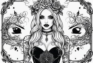 Dark feminine ominous spooky goth romantic emo tattoo idea