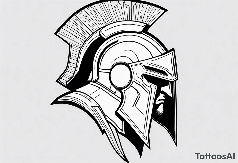 ultra-fine line linework vector of a spartan from the side tattoo idea