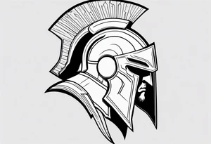 ultra-fine line linework vector of a spartan from the side tattoo idea