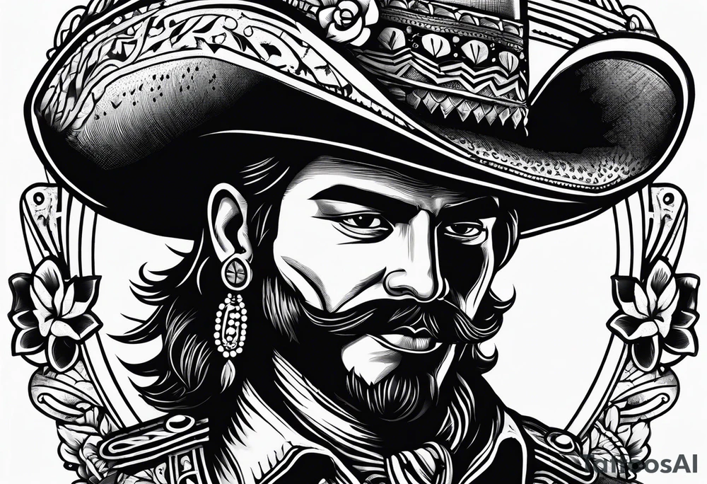 Bandito with bandelero and sombrero tattoo idea