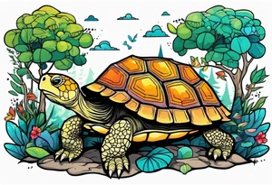 Tortoise forest tattoo idea