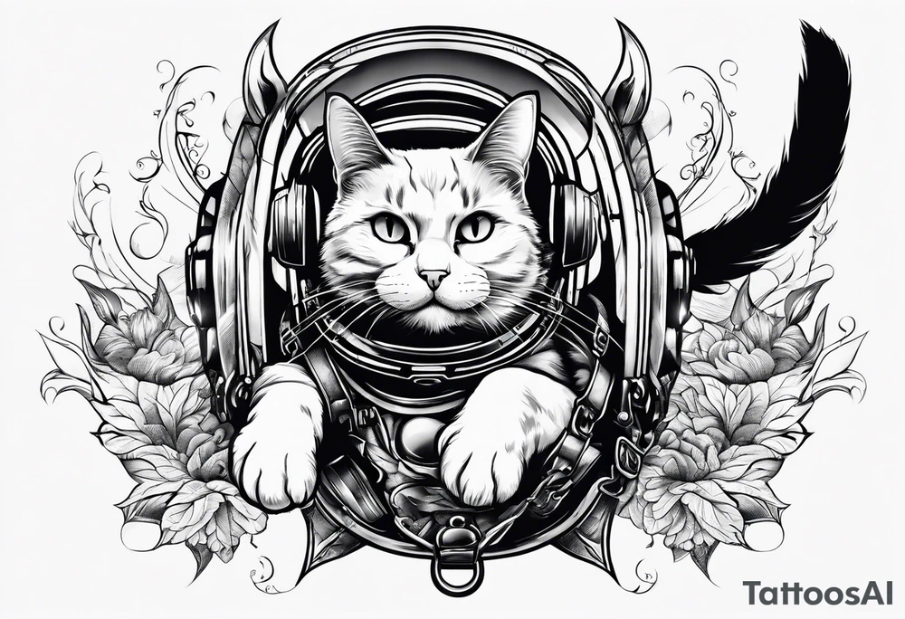 skydiving cat tattoo idea