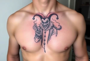 jester in a fog of smoke tattoo idea