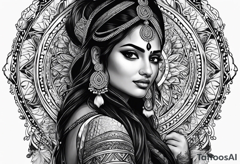 indian woman tattoo idea
