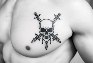 Swords crossing with a skull tattoo idea