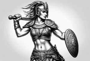 Female gladiator full body tattoo idea