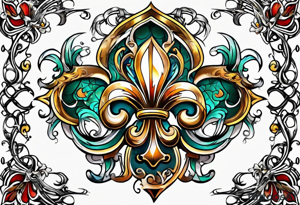 Fleur de lys celtique en flamme tattoo idea