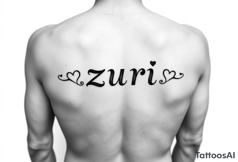 the name zuri in small
letters and a cool design,also add hearts or something to symbolize a deep bond and relationship tattoo idea