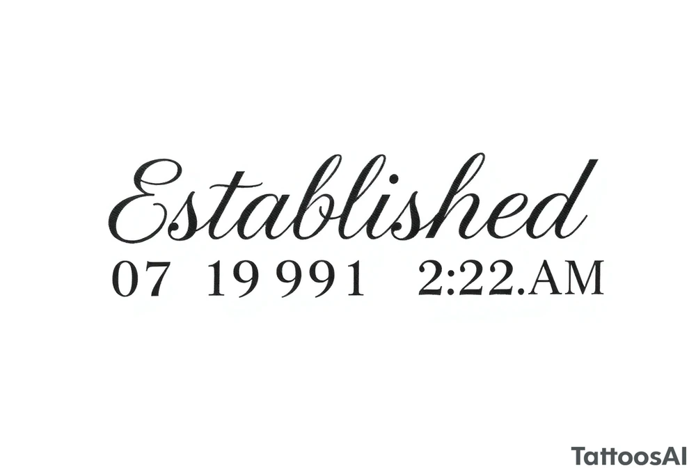 Established 07.19.91  2:22 A.M tattoo idea