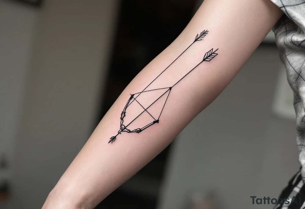Small bow and arrow with kompass tattoo idea