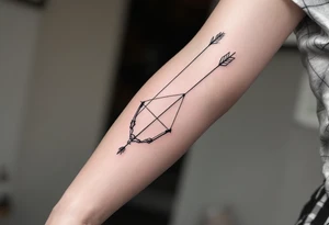 Small bow and arrow with kompass tattoo idea