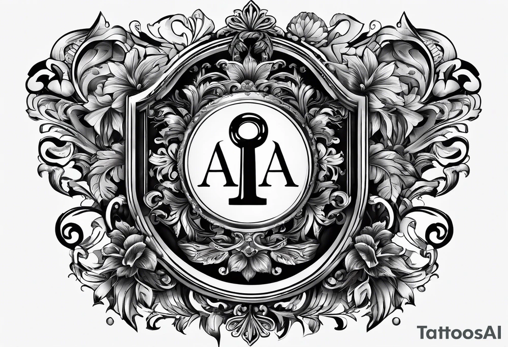 Simple vintage key for him, incorporate the letter a tattoo idea