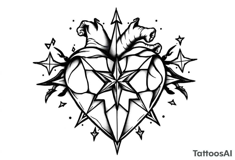 music heart star tattoo idea