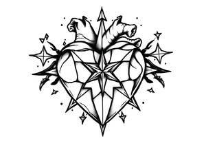 music heart star tattoo idea