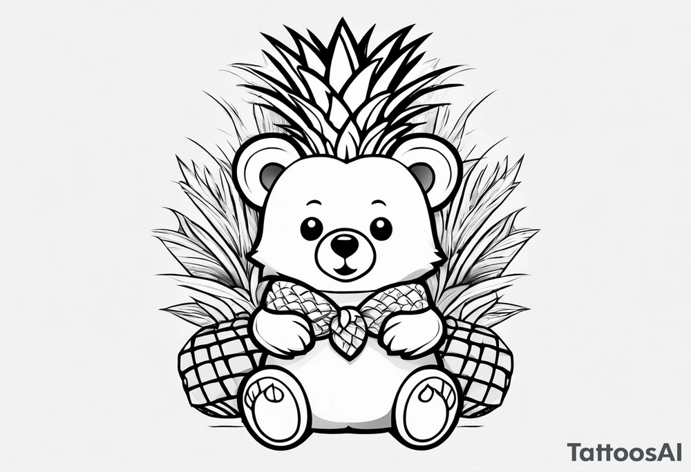 Cute pineapple bear tattoo idea