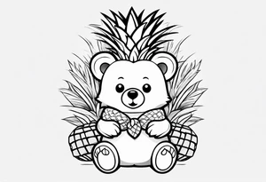 Cute pineapple bear tattoo idea