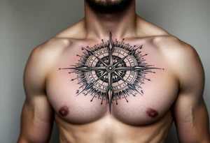 Roman theme with sun dial compass tattoo idea